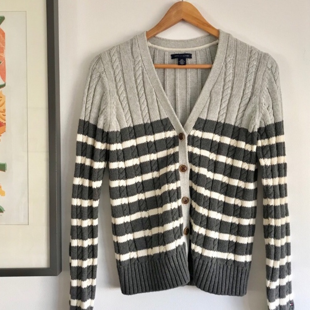 Tommy Hilfiger Striped Cable Knit Cardigan